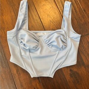 SHEIN Pale Blue Bustier-Style Crop Top